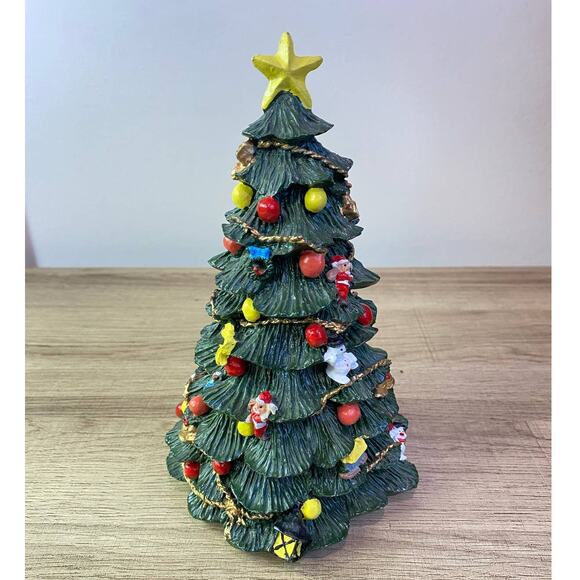 Vintage  8 inch Resin Hand Painted Christmas Tree Hollidays Decoration - Picture 2 of 10